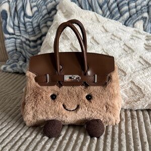Jellycat Brown and Tan Plush birkin viral tiktok purse